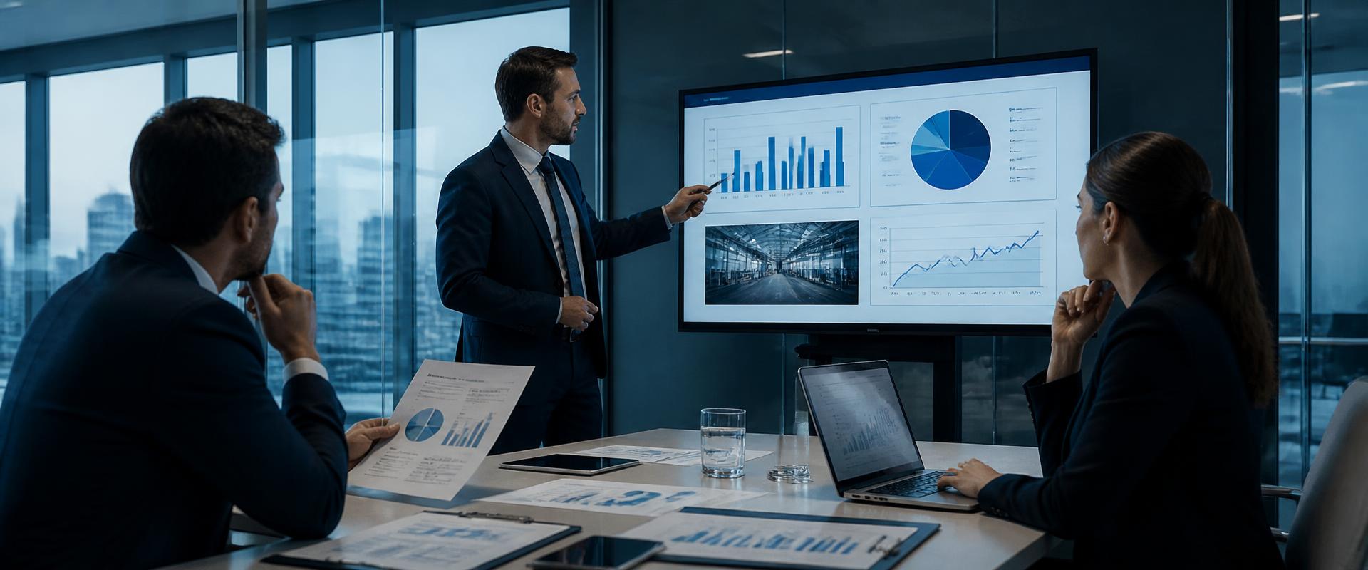 Equipe de analistas revisando relatórios de avaliação patrimonial e impairment