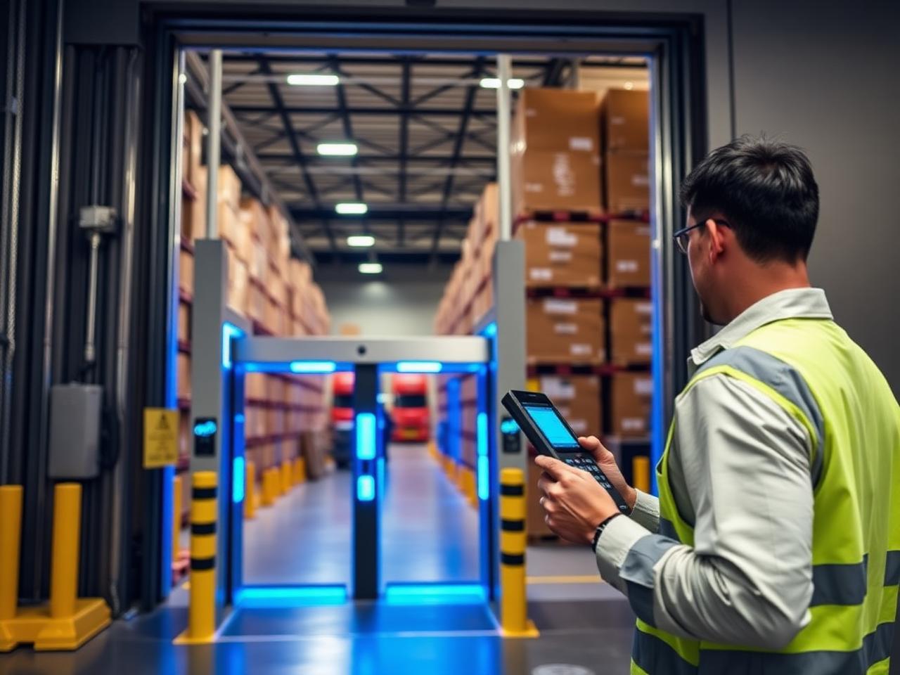 Portal de leitura RFID instalado na doca de um centro de distribuição